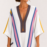 Sara — White Multicolour Kaftan
