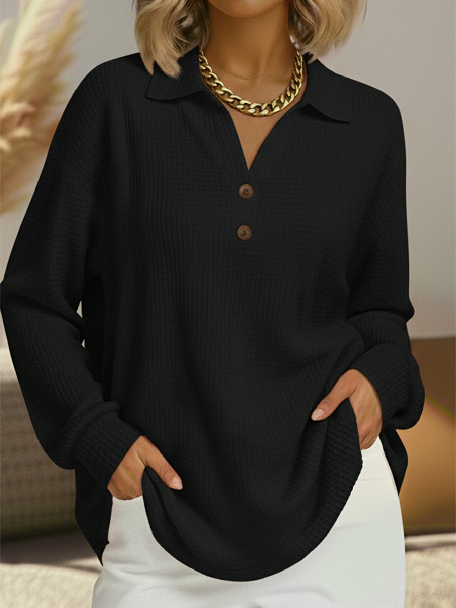Laura — Black Collared Jumper