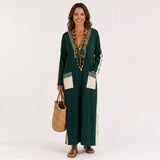 Noor — Green Ethnic-Print Kaftan